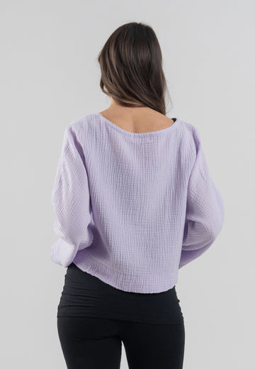 Cropped Pullover Bio-Baumwolle light violet